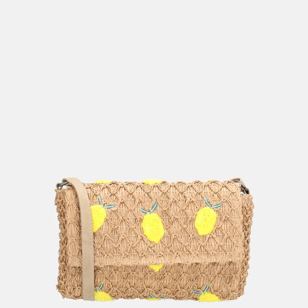 Zebra Trends rieten crossbody tas lemon