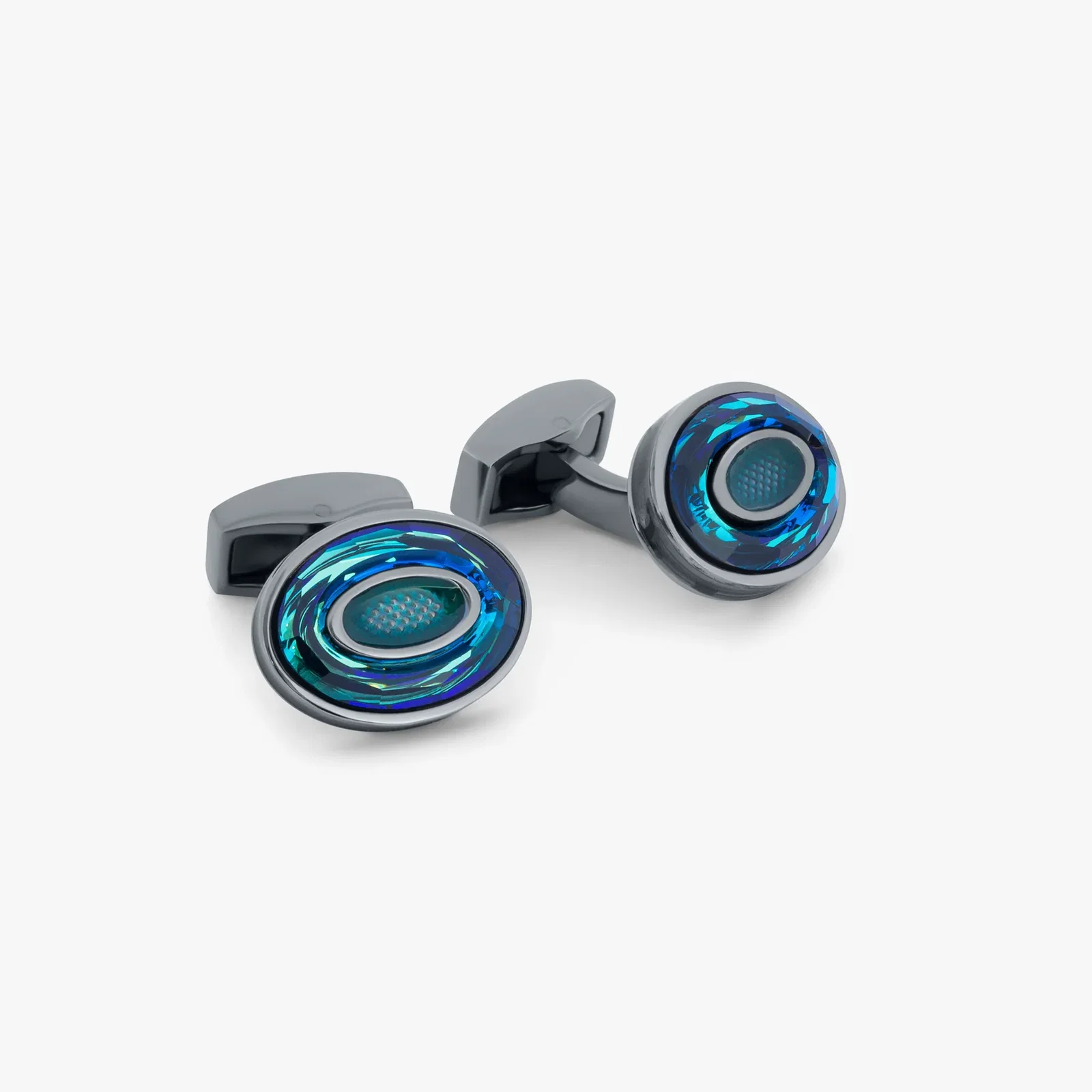 Image of Blue Gunmetal Plated Oval SW Cufflinks (Limited Edition)