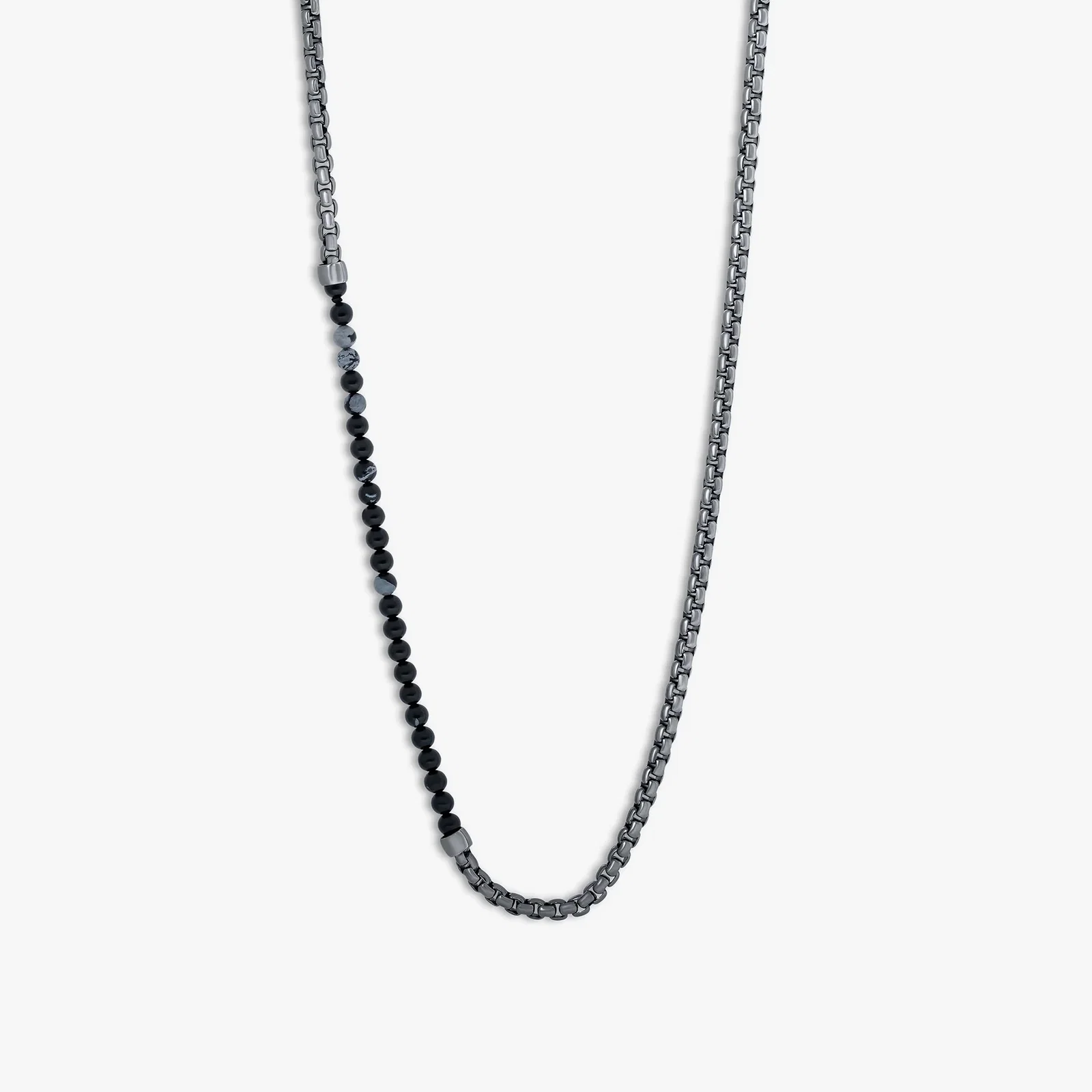 Image of Sennit Catena Beaded Necklace In Black Ruthenium Silver