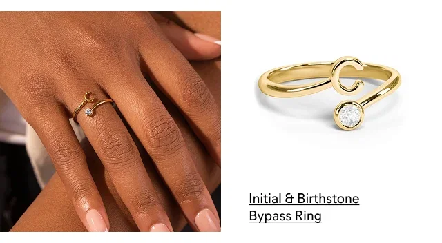 Initial & Birthstone Bypass Ring