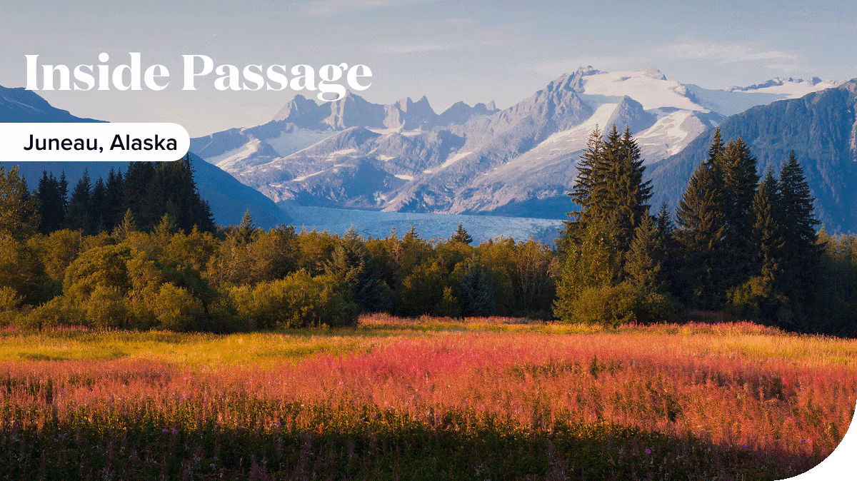 Fall colors and goldene plains in Juneau, Alaska.