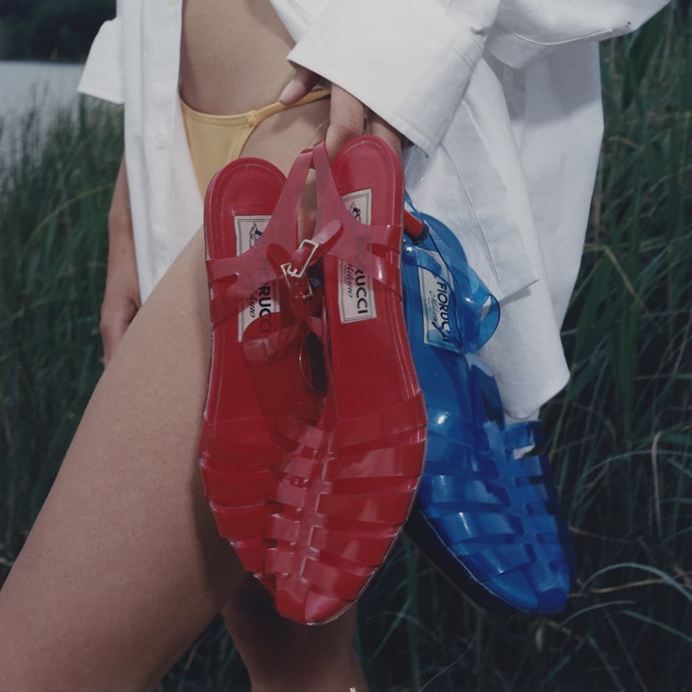 Blue and Red Kitten Heel Jellies