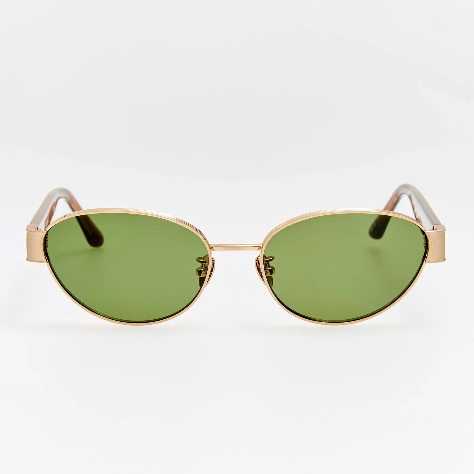 Image of Sheri Sunglasses in Matt Champagne and Green