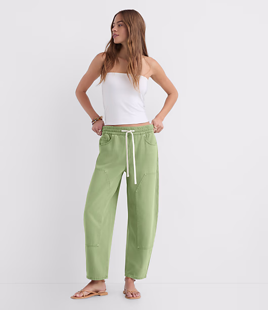 Rivete Utility High Rise Pull On Jeans in Shale Green