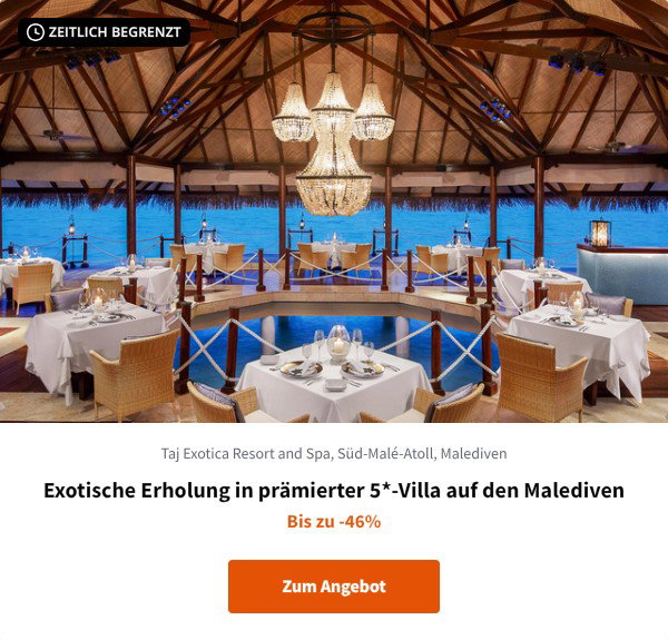 Exotische Erholung in prämierter 5*-Villa auf den Malediven