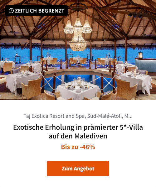 Exotische Erholung in prämierter 5*-Villa auf den Malediven