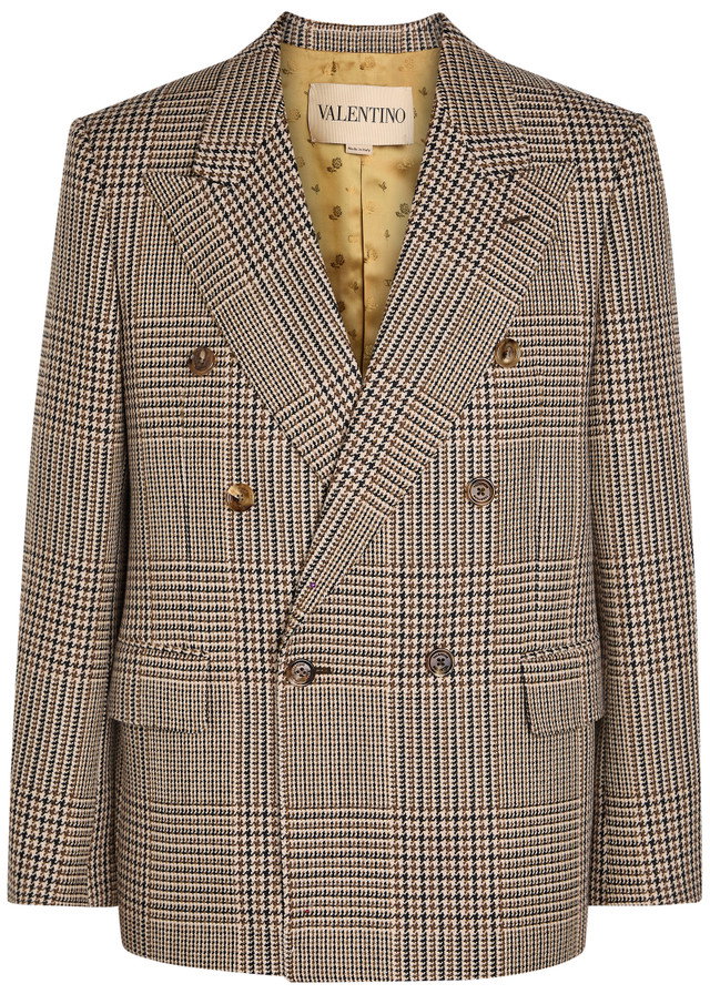 VALENTINO GARAVANI Houndstooth double-breasted wool blazer