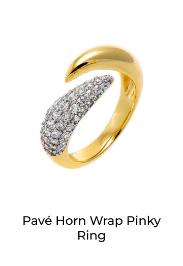 Pave Horn Wrap Pinky Ring