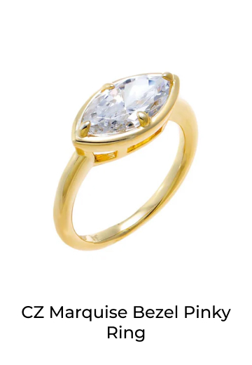CZ Marquise Bezel Pinky Ring