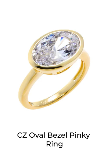 CZ Oval Bezel Pinky Ring