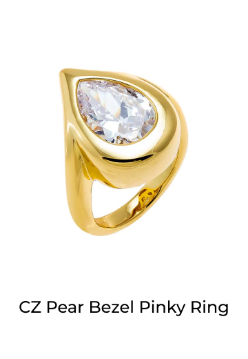 CZ Pear Bezel Pinky Ring