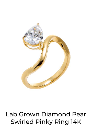 Lab Grown Diamond Pear Swirled Pinky Ring 14K