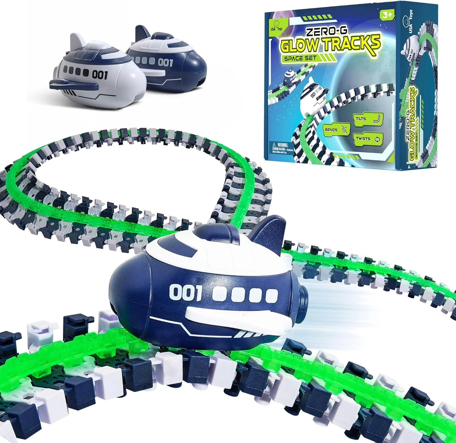 Image of USA Toyz Zero G Space Glow Race Track for Kids- 258pc