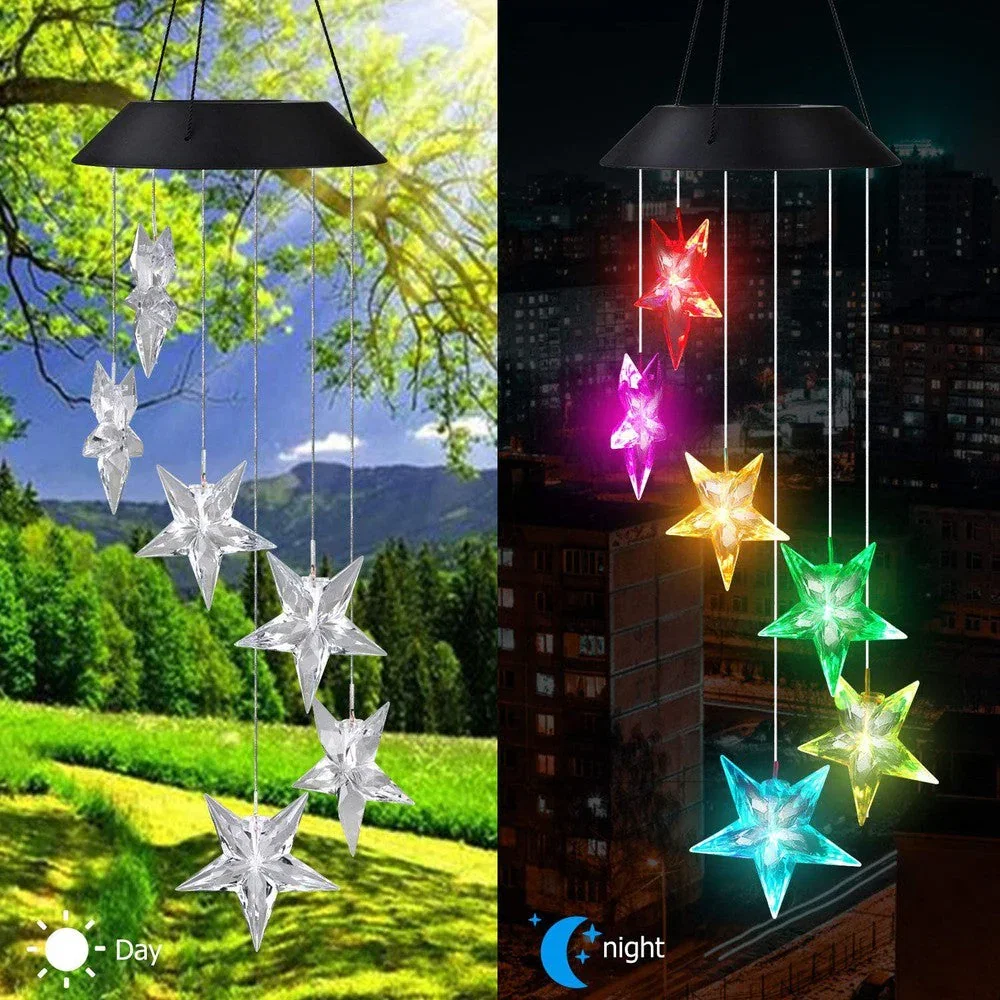 Image of LED Color-Changing Solar Power Ball Wind Chime