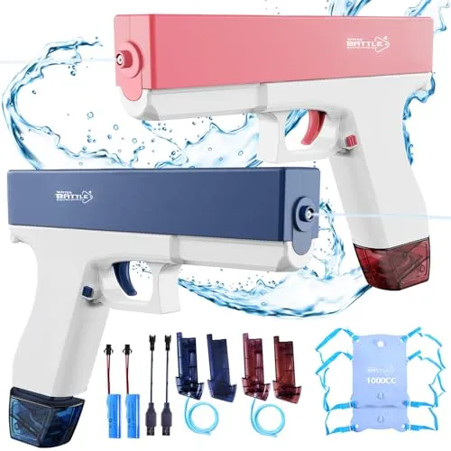 Image of Set of 2 Automatic Water Guns – Large Capacity – Long Range – Rechargeable