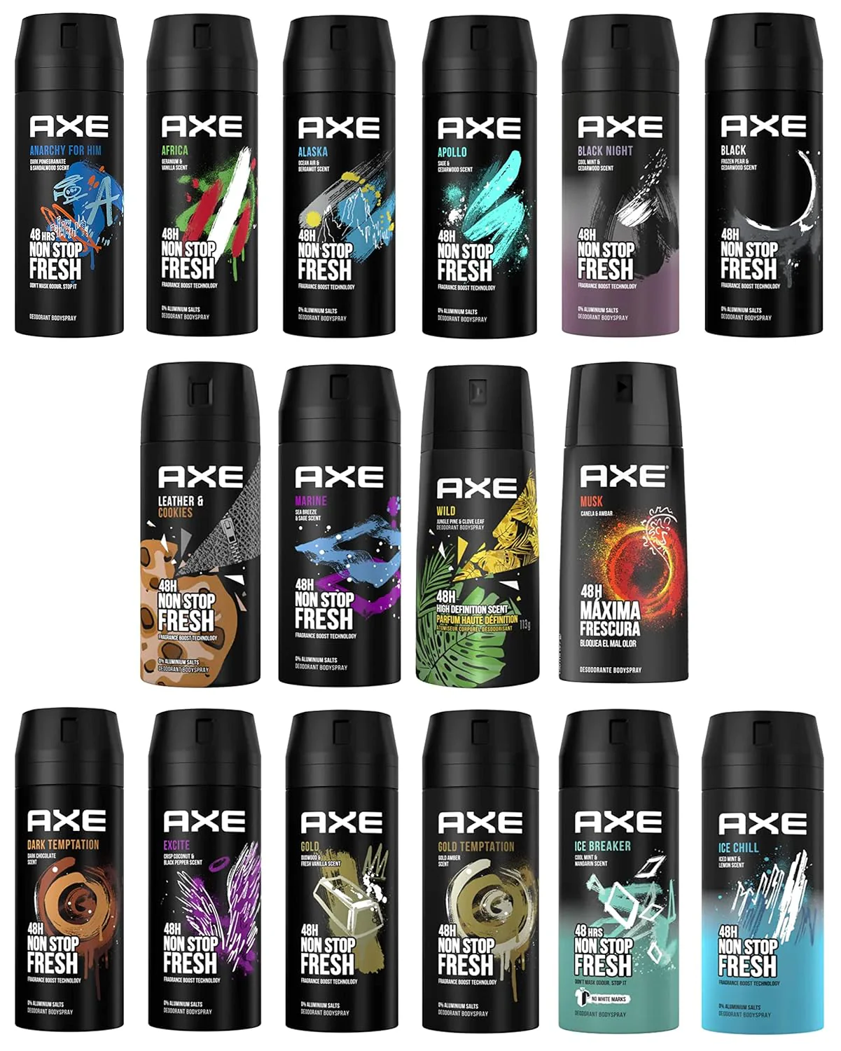 Image of 12 Pack AXE Body Spray Deodorant 150ml