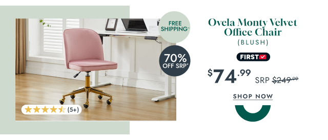 Ovela Monty Velvet Office Chair (Blush)