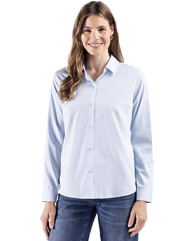 Image of Cutter & Buck Skyline End on End Recycled Long Sleeve Womens Dress Shirt