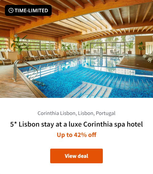 5* Lisbon stay at a luxe Corinthia spa hotel