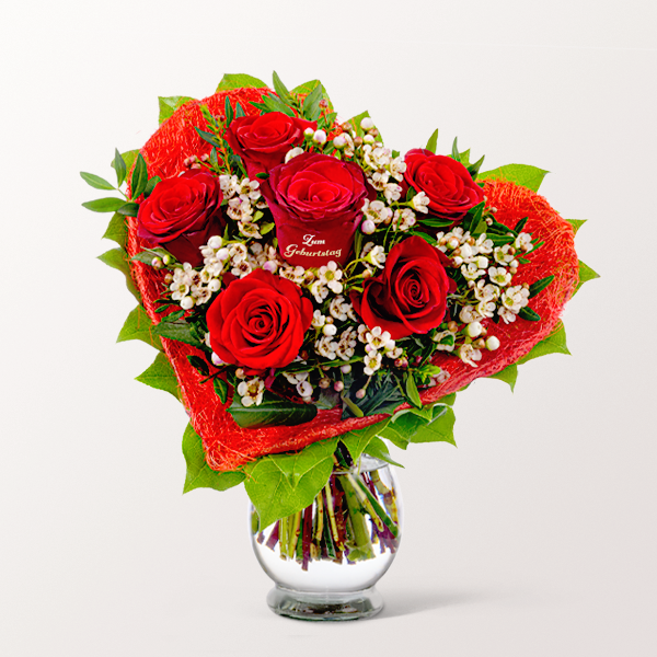 Wundervolle Geburtstagsgrüße. Rosenherz „Zum Geburtstag“ mit 2 Gratis-Geschenken für 32,99 €