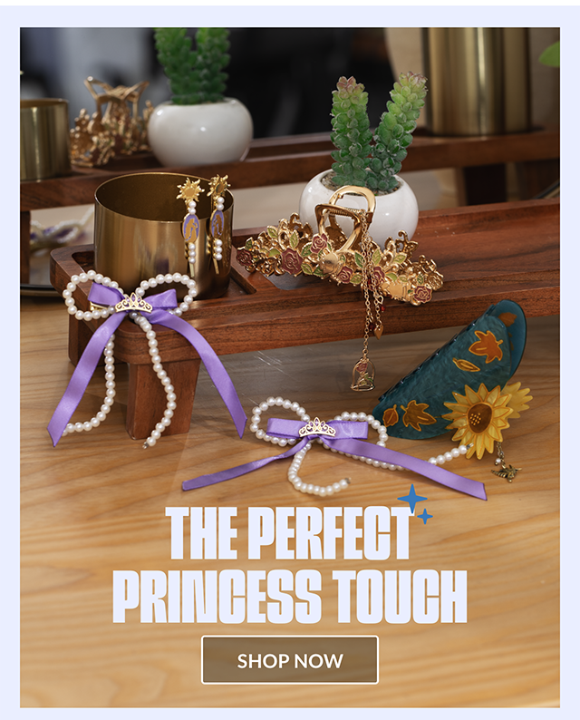 The Perfect Princess Touch. Disney Hair Accessories Displayed. Shop Now
