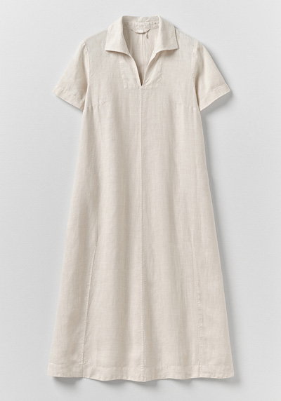 Collared Garment Dyed Linen Dress