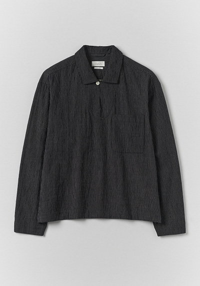 Fine Stripe Crinkle Cotton Smock Top