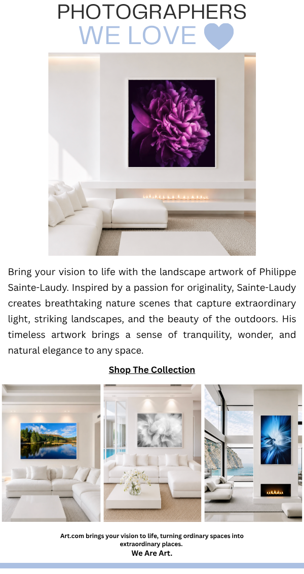 Photographers We Love - Bring your vision to life with the landscape artwork of Philippe Sainte-Laudy. Inspired by a passion for originality, Sainte-Laudy creates breathtaking nature scenes that capture extraordinary light, striking landscapes, and the beauty of the outdoors. His timeless artwork brings a sense of tranquility, wonder, and natural elegance to any space.
