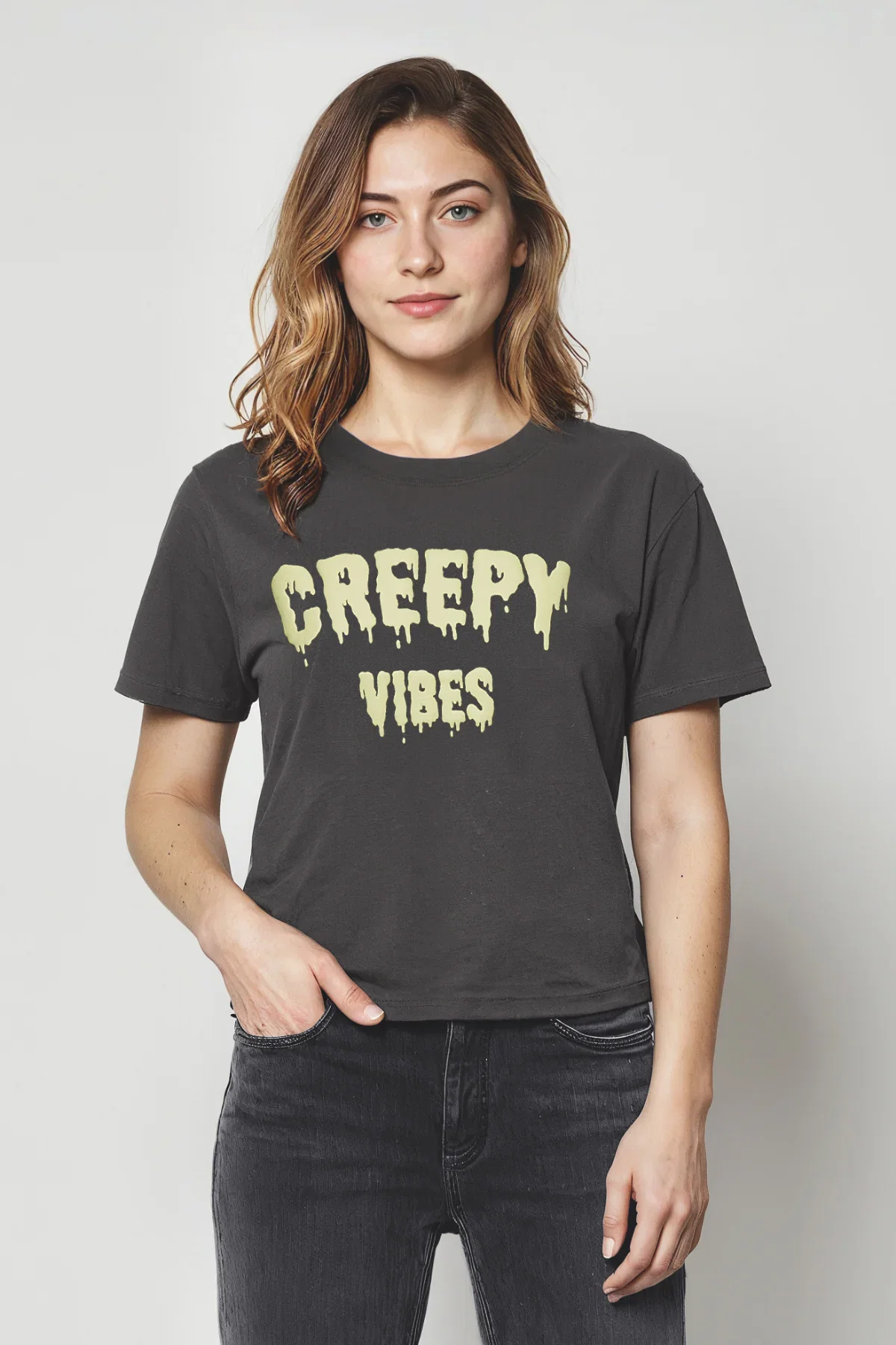 Image of Creepy Vibes Jamie Tee | Pirate Black