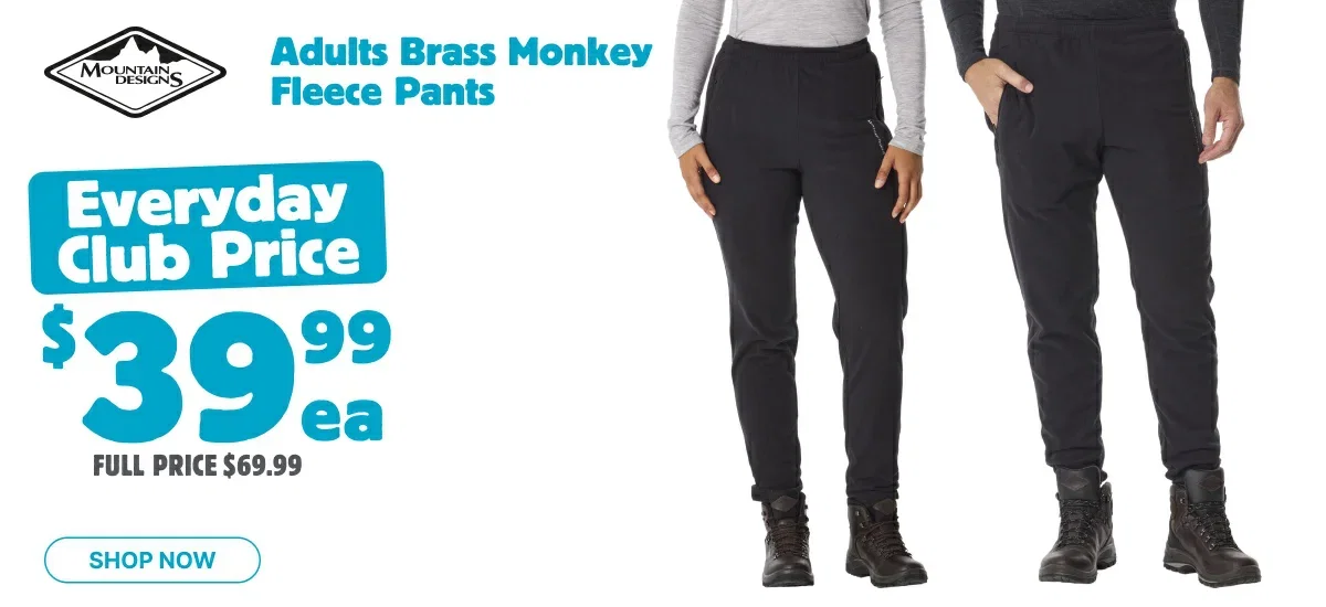 Mountain Designs Adults Brass Monkey Fleece Pant