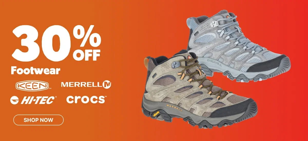 30% off Footwear by Crocs, Hi-Tec, Keen & Merrell
