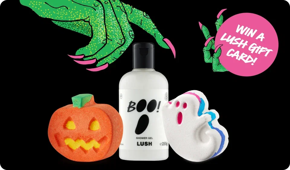 Group shot Halloween products & headline overlay – Self-Care if You Dare