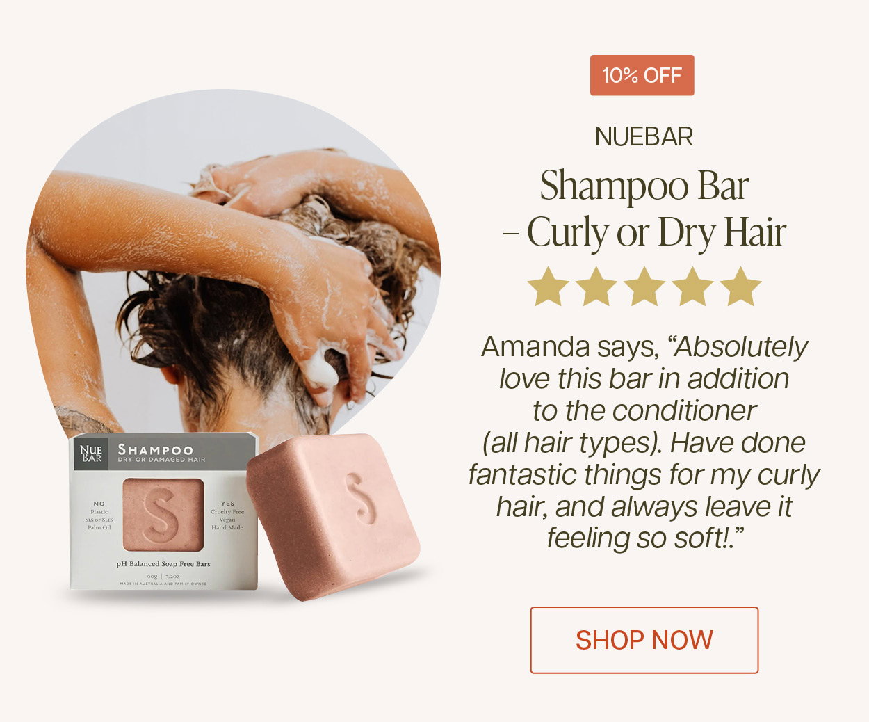 Save 10% off NueBar Shampoo Bar - Curly or Dry Hair