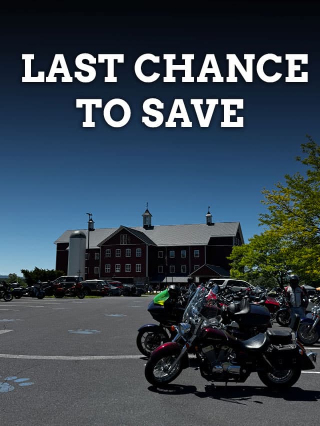 Last chance to save. Motorcycles lined up. Find phantom rider near you.