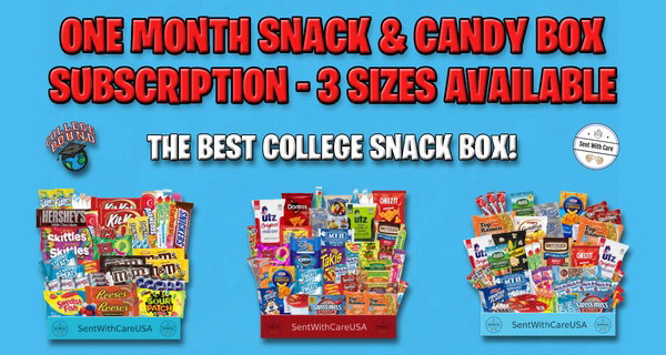 American Snack Box & Candy Gift Basket - College Care Package One Month Subscription