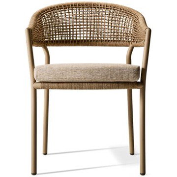 Orchard Beach Arm Chair - Woven Polyester Rope - Powder-Coated Aluminum Frame - High-Performance Nuvella Cushion