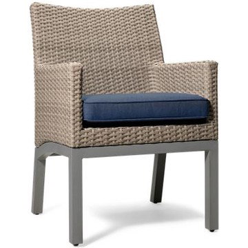 Half Moon Beach Arm Chair - Woven Resin Wicker - Nuvella Performance Cushion