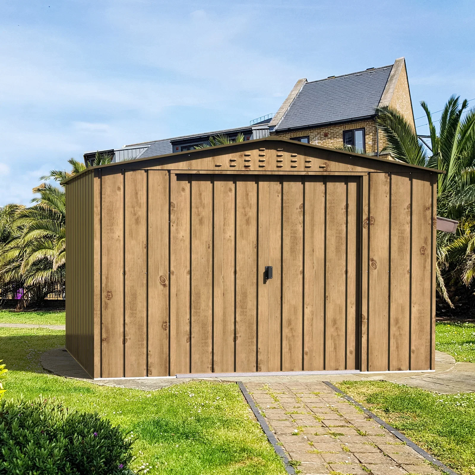 Image of BillyOh Top Woodgrain Apex Metal Shed