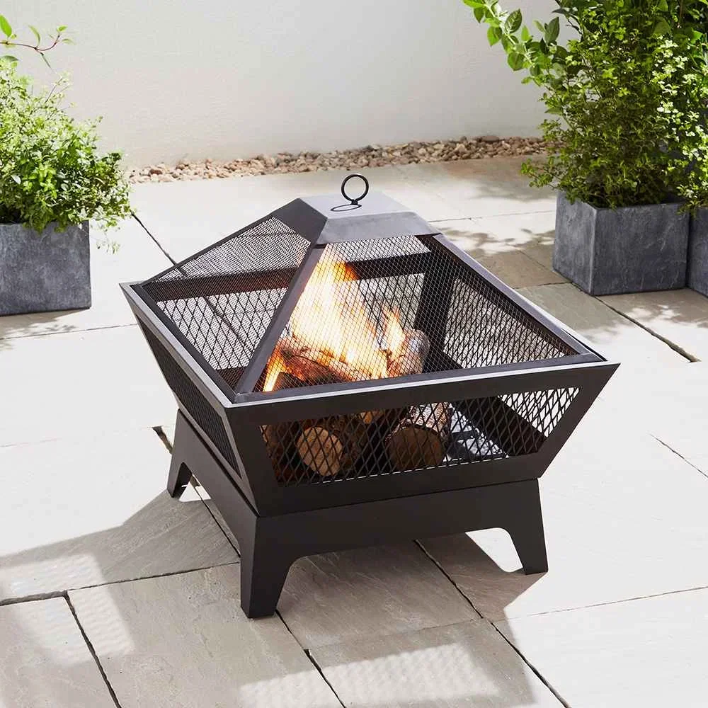 Image of Outdoor Fireplace with Mesh Lid, Grill, & Poker
