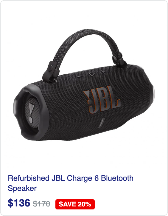 Refurbished JBL Charge 6 Bluetooth Speaker