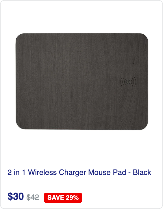 2 in 1 Wireless Charger Mouse Pad - Black