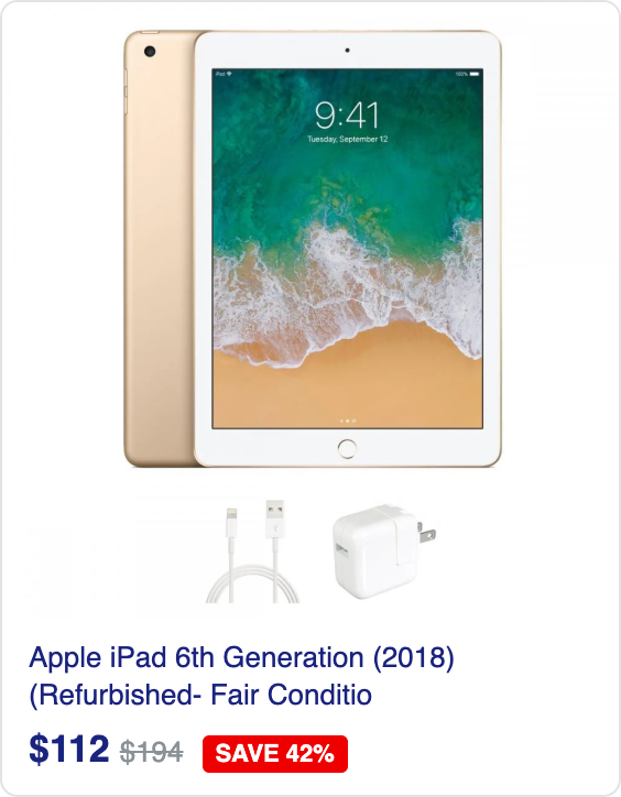 Apple iPad 6th Generation (2018) (Refurbished- Fair Condition)