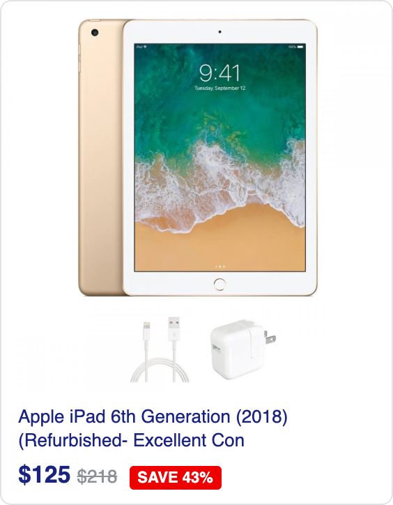 Apple iPad 6th Generation (2018) (Refurbished- Excellent Condition)
