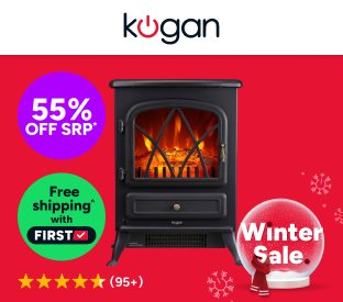 Kogan SmarterHome™ 1800W Portable Electric Fireplace Heater Product Image