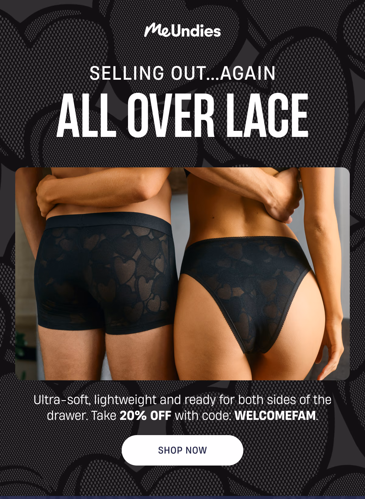 MeUndies | Selling out again - All Over Lace | Shop Now
