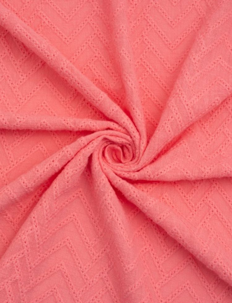 Deadstock Embroidered Double Cotton Gauze Fabric Bubblegum