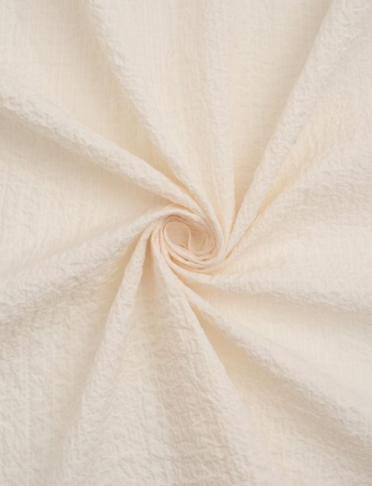 Deadstock Organic Cotton Seersucker Fabric Cream