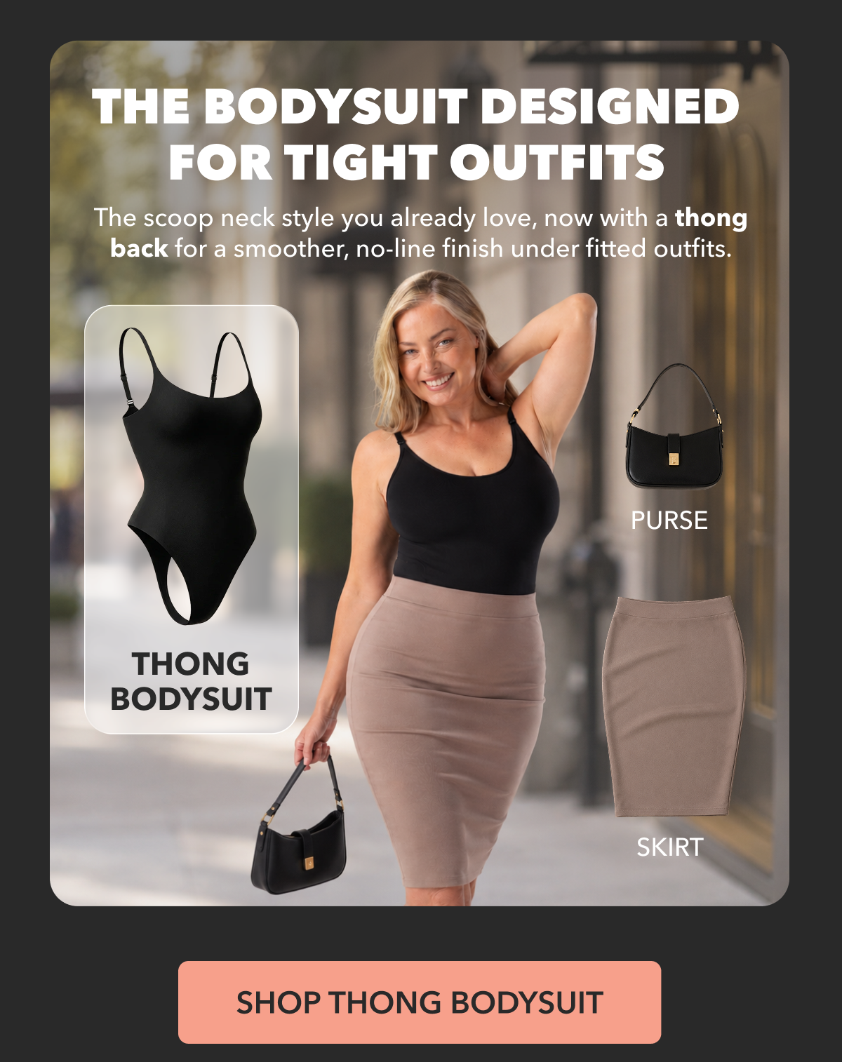 Shapermint Essentials All Day Every Day Scoop Neck Thong Bodysuit