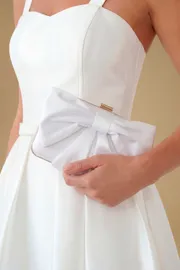 Bridal Azalea Satin  Bow Detail Clutch Bag