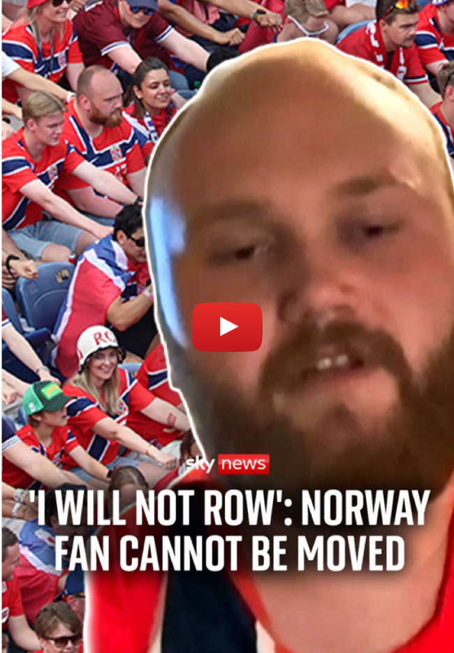 ⚽️ "They can win whatever they want, I will not row." As a sea of Norwegian football fans performed the signature Viking row, one man refused. But why? #skynews #norway #vikingrow #emilannerslappen #worldcup2026 @Barbara Serra ⚽️ "They can win whatever they want, I will not row." As a sea of Norwegian football fans performed the signature Viking row, one man refused. But why? #skynews #norway #vikingrow #emilannerslappen #worldcup2026 @Barbara Serra